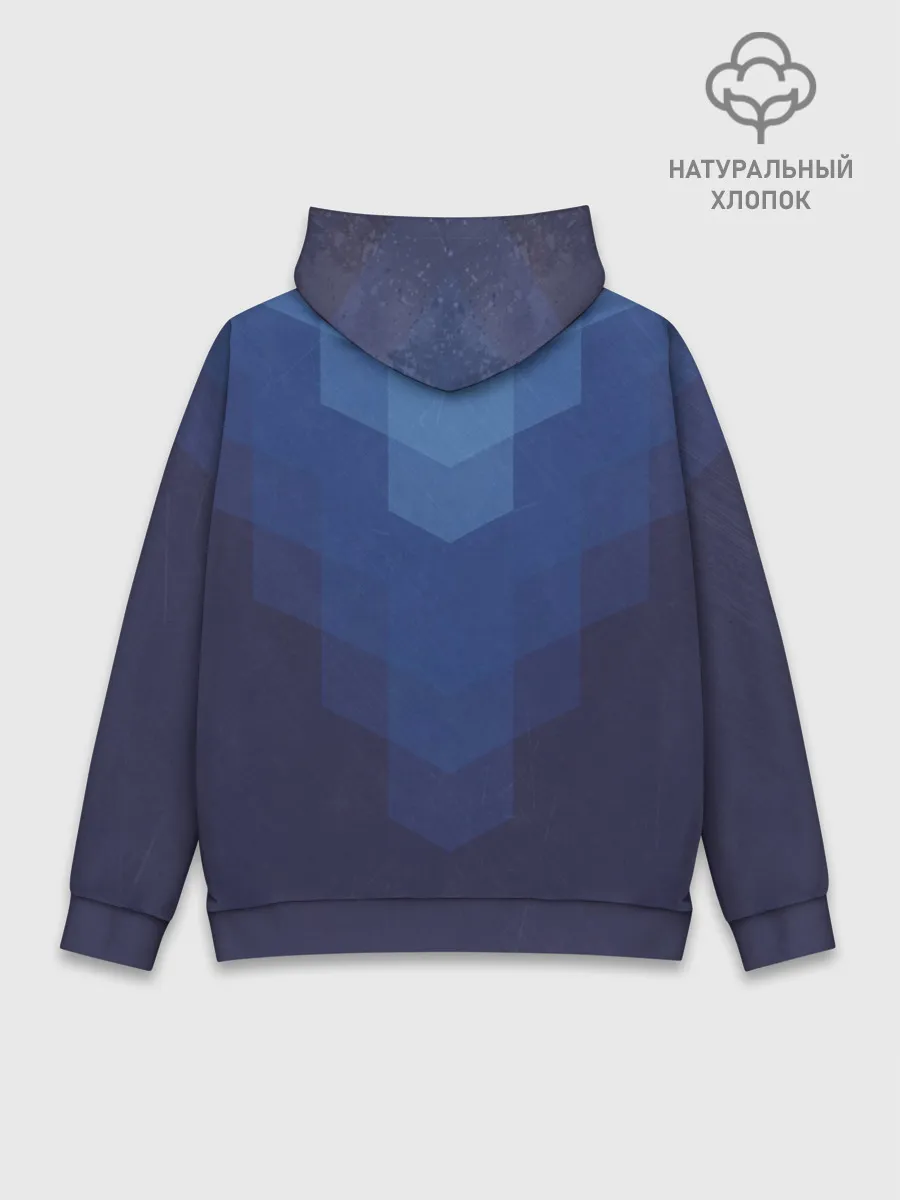 Худи мужской база хлопок / Сине-черная Геометрия Линий