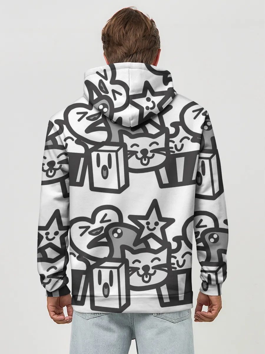 Худи мужской база хлопок / Чёрно-белые дудлы