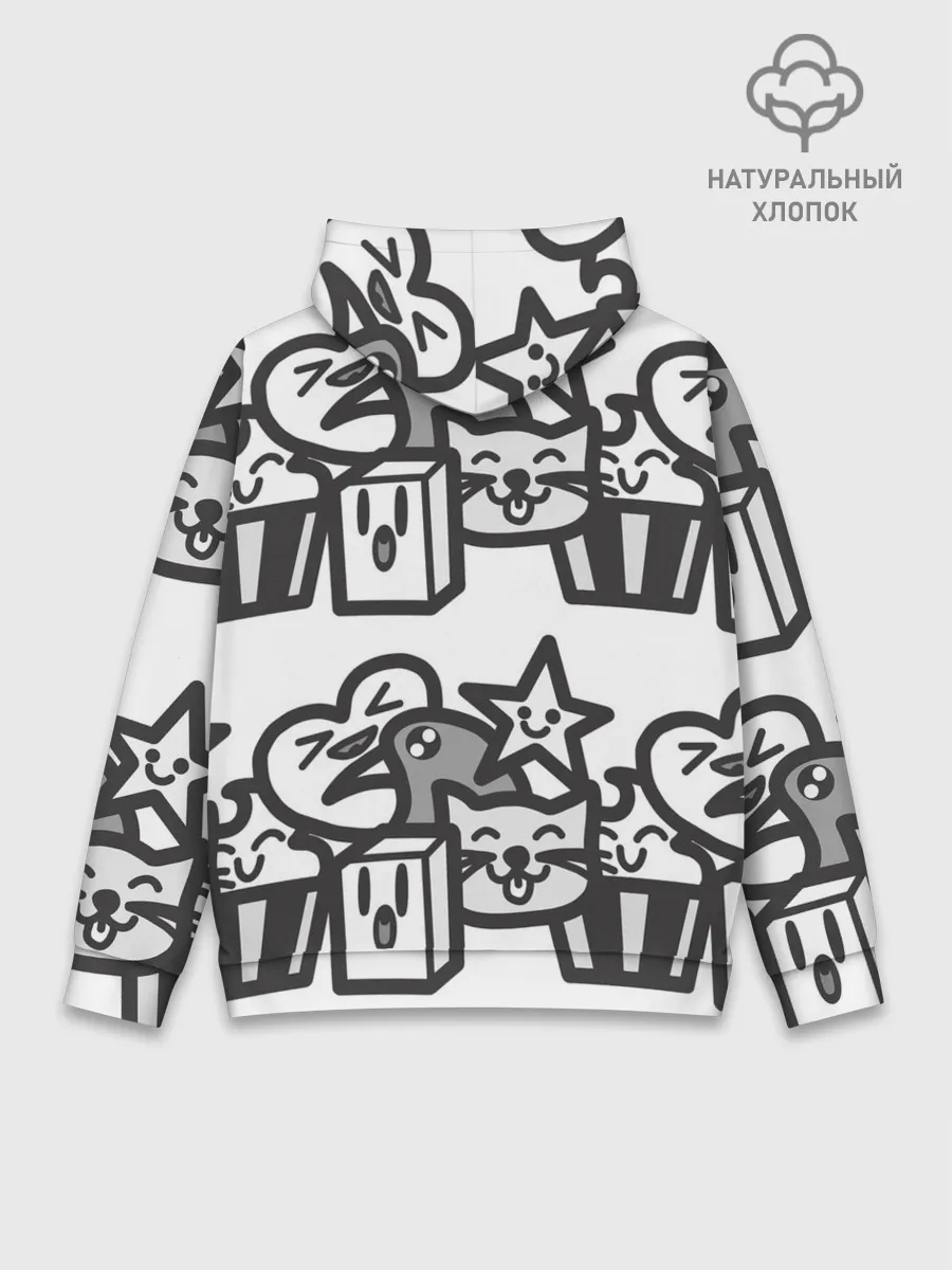 Худи мужской база хлопок / Чёрно-белые дудлы