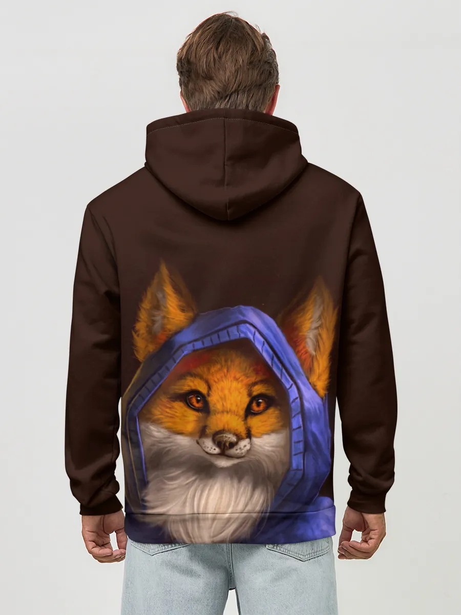 Худи мужской база хлопок / Лисенок в капюшоне