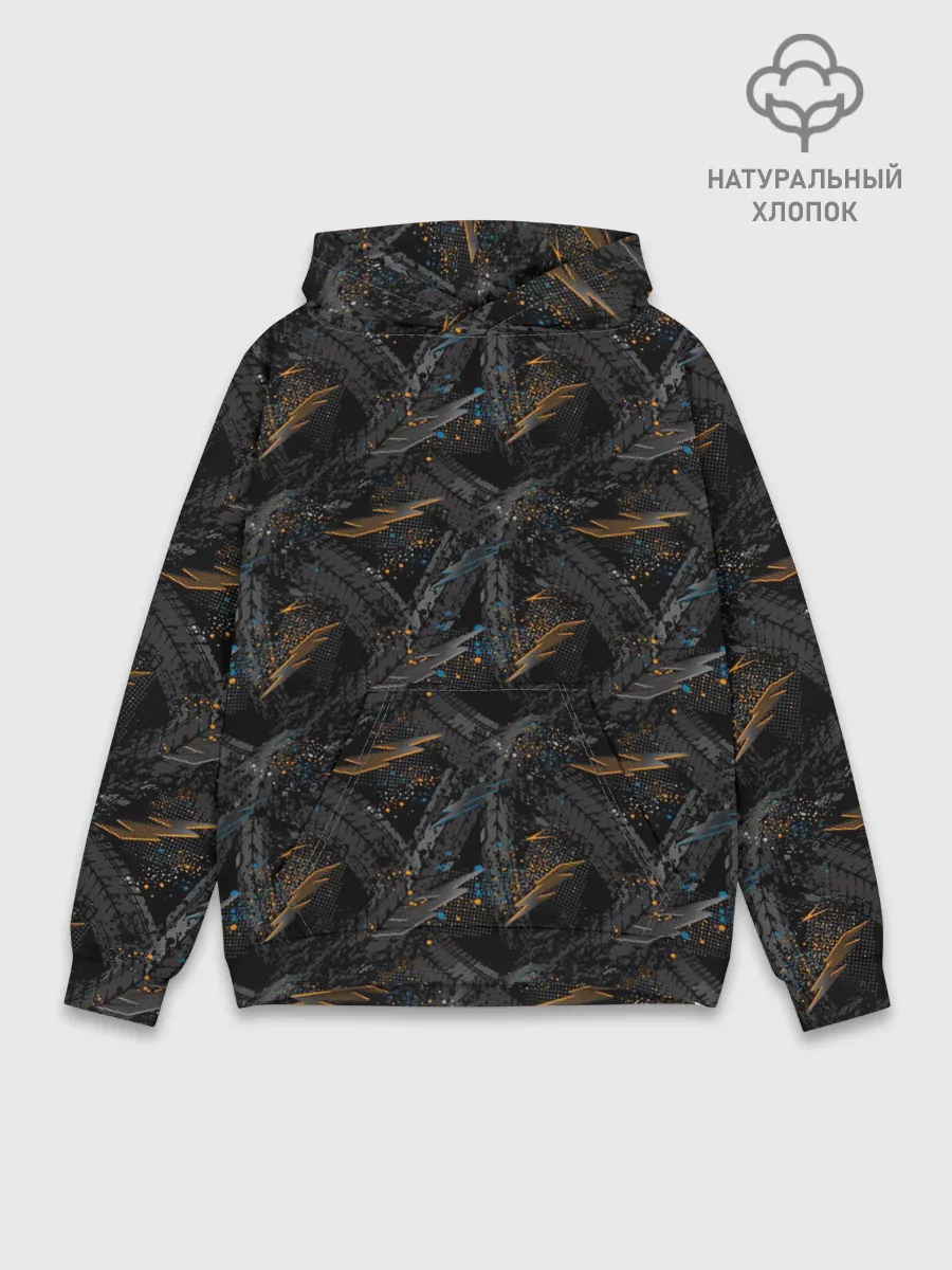 Худи мужской база хлопок / Следы шин велосипеда