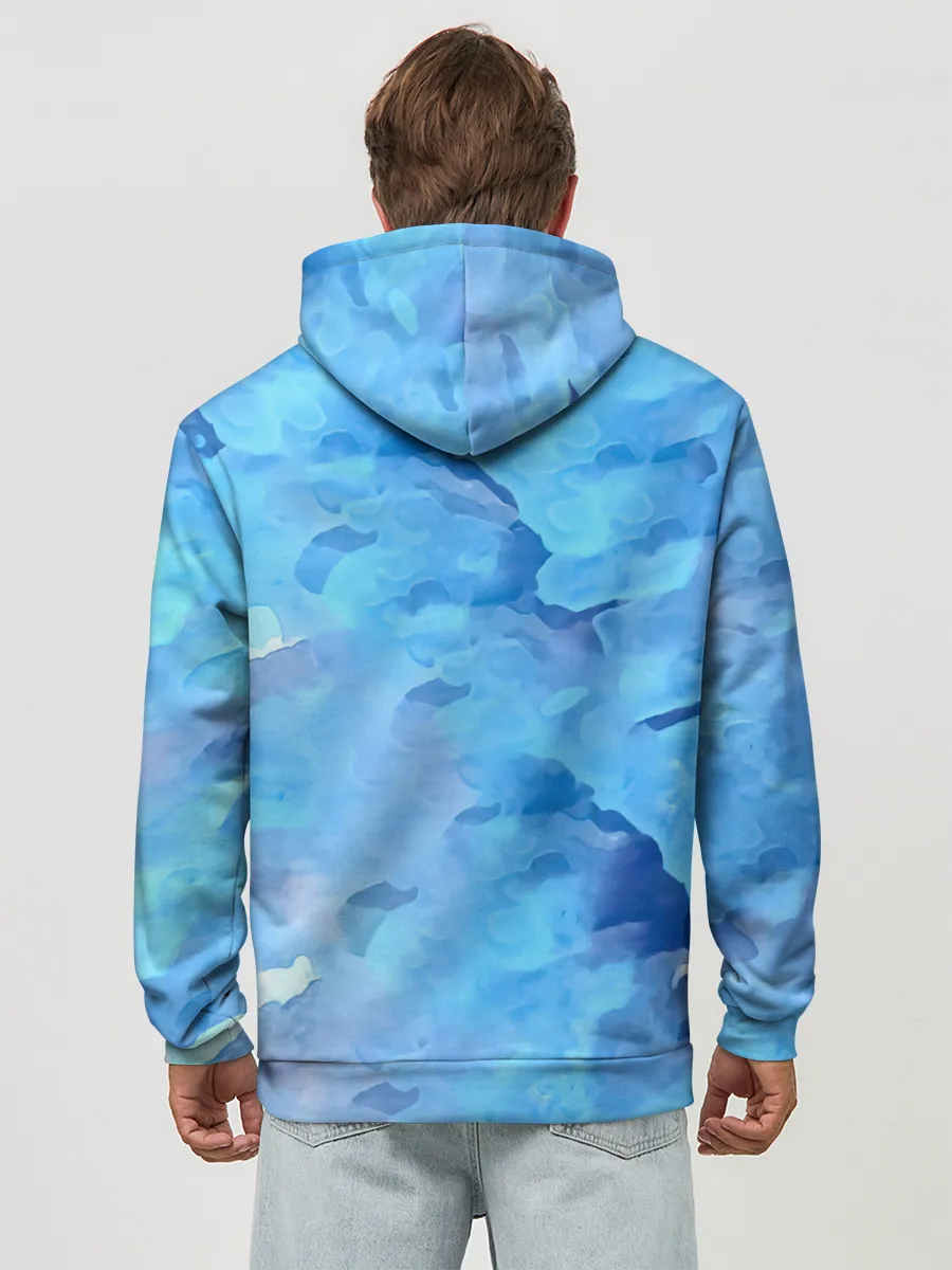 Худи мужской база хлопок / Kaneki Ken на синем фоне