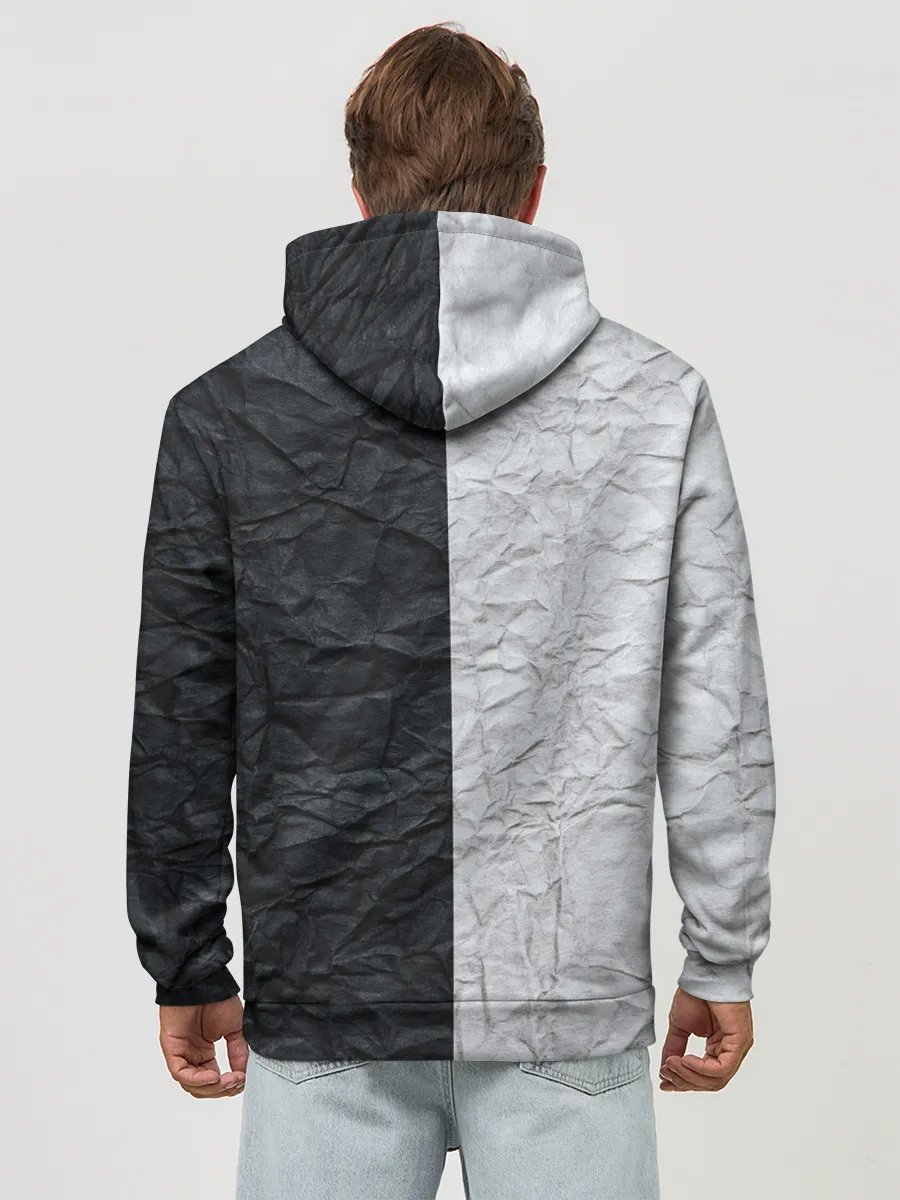 Худи мужской база хлопок / Мятая Черно-Белая Бумага