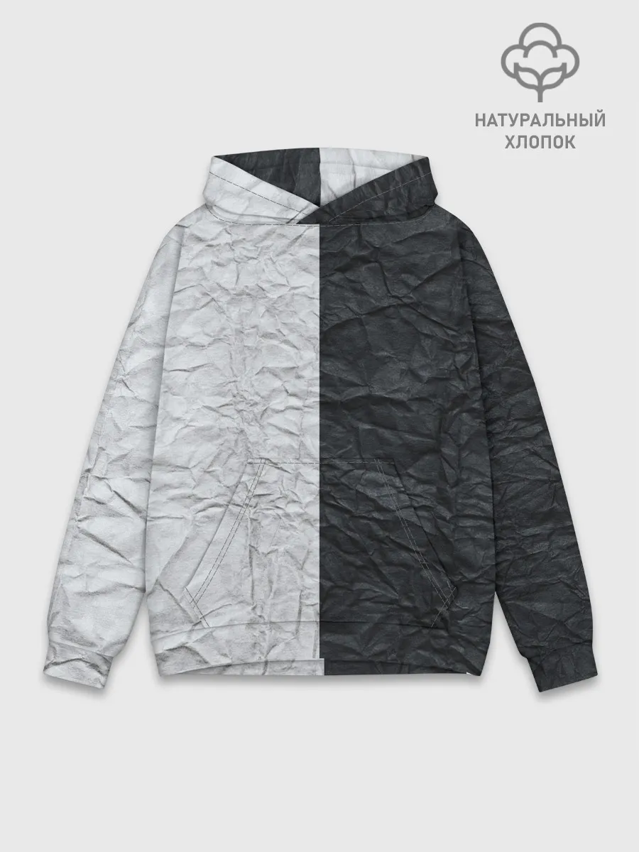 Худи мужской база хлопок / Мятая Черно-Белая Бумага