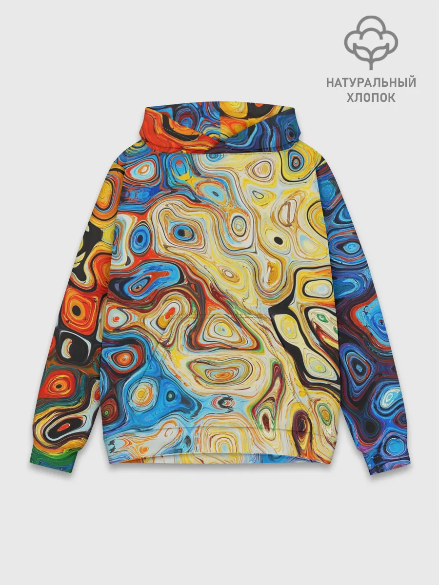 Худи мужской база хлопок / Цветные абстрактные пятна