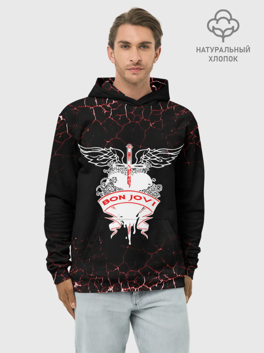 Худи мужской база хлопок / bon jovi