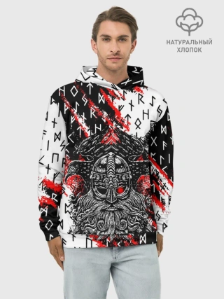 Худи мужской база хлопок / БОГ ОДИН
