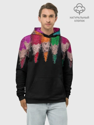 Худи мужской база хлопок / карандаши на черном фоне