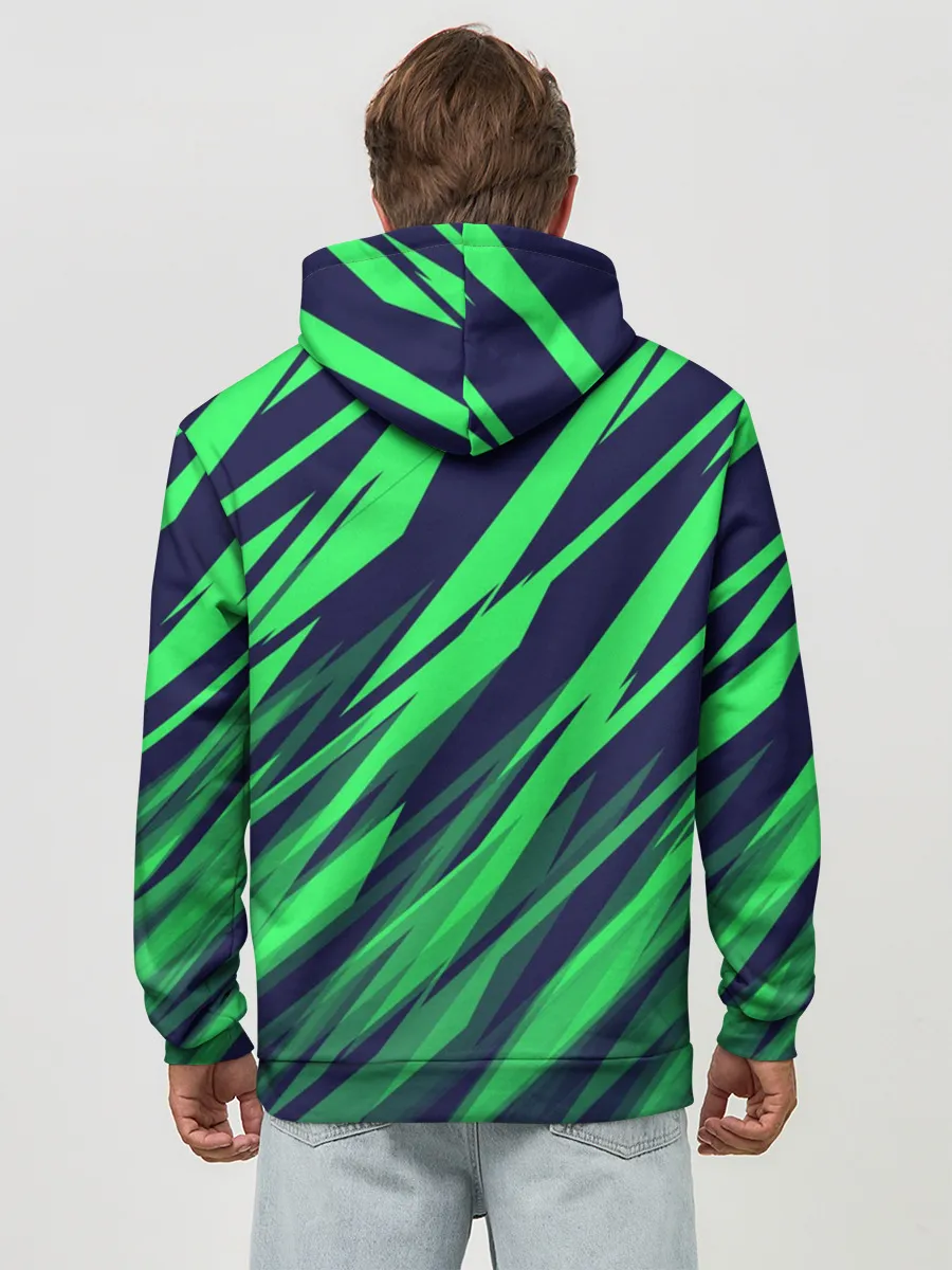 Худи мужской база хлопок / Абстрактный дизайн ,,Зелень