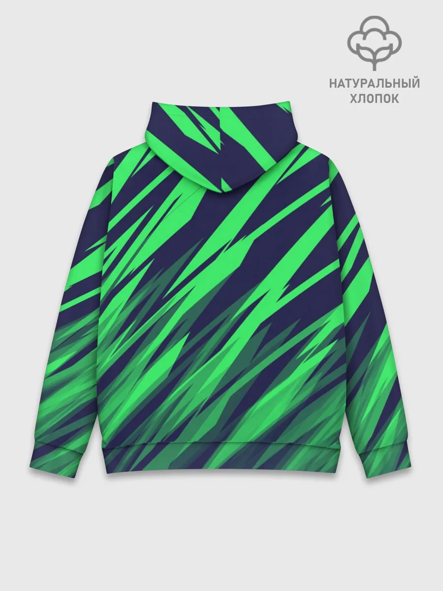 Худи мужской база хлопок / Абстрактный дизайн ,,Зелень