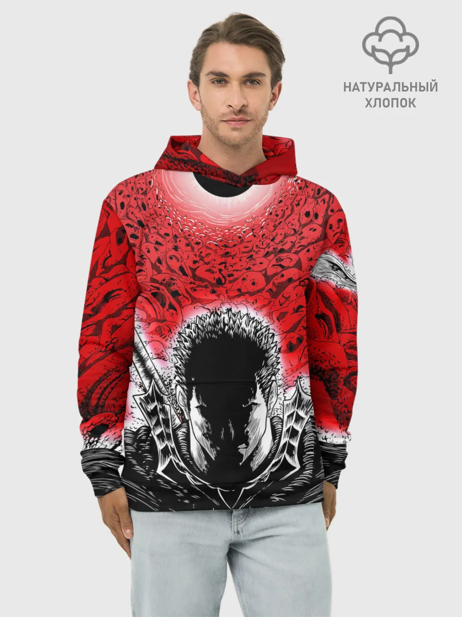 Худи мужской база хлопок / Берсерк черное солнце