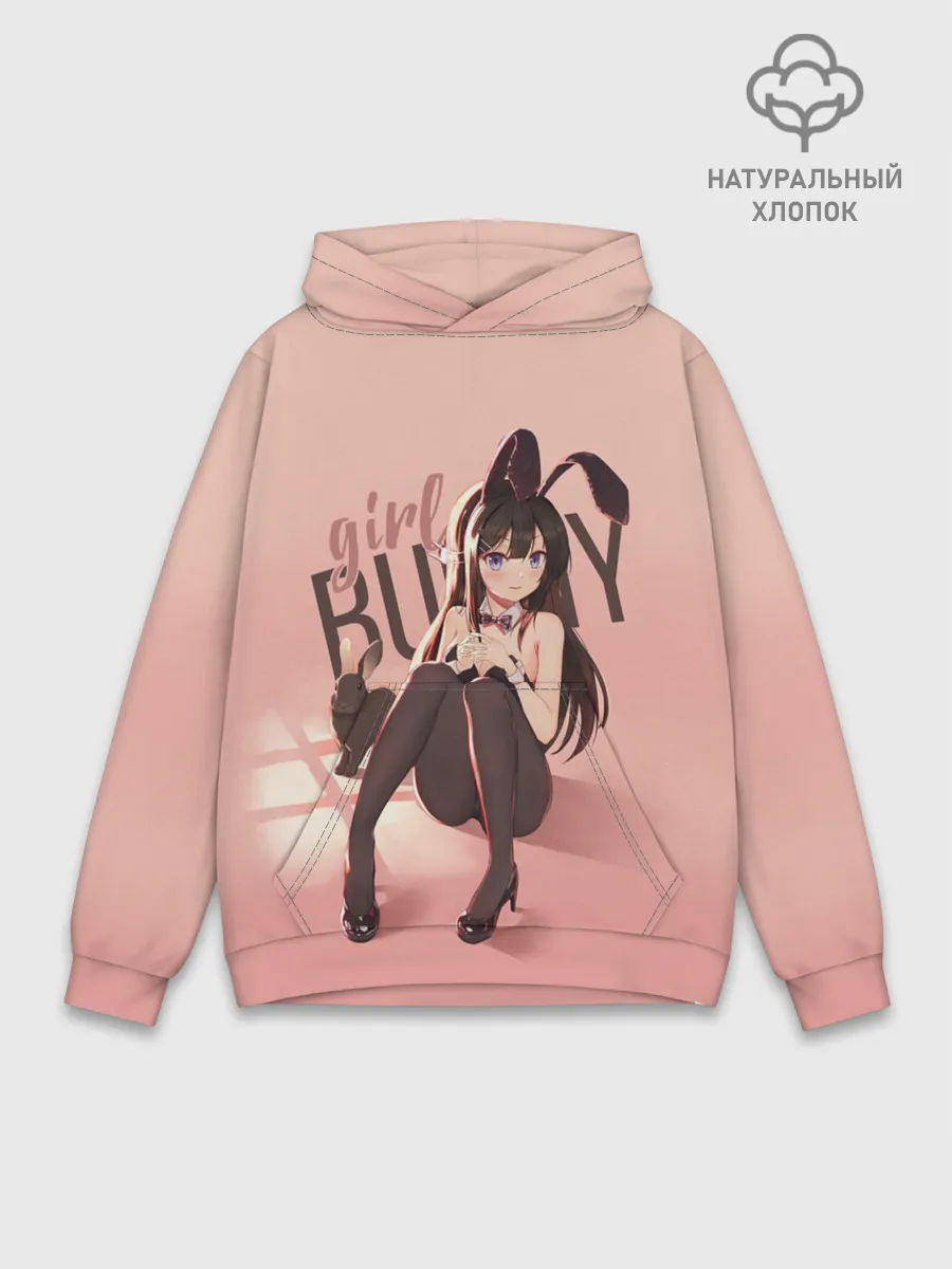 Худи мужской база хлопок / Bunny Girl apricot