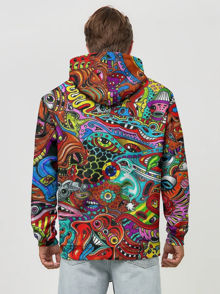 Худи мужской база хлопок / яркая абстракция