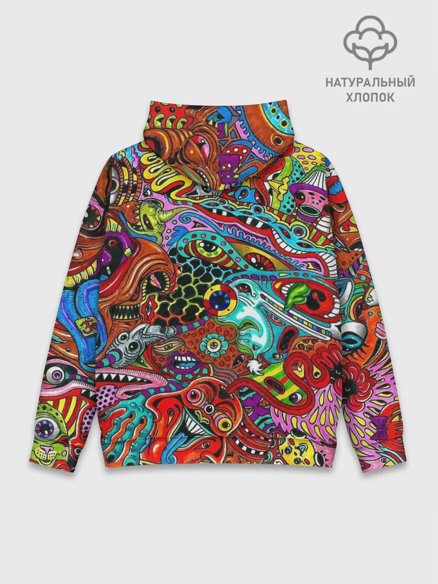Худи мужской база хлопок / яркая абстракция