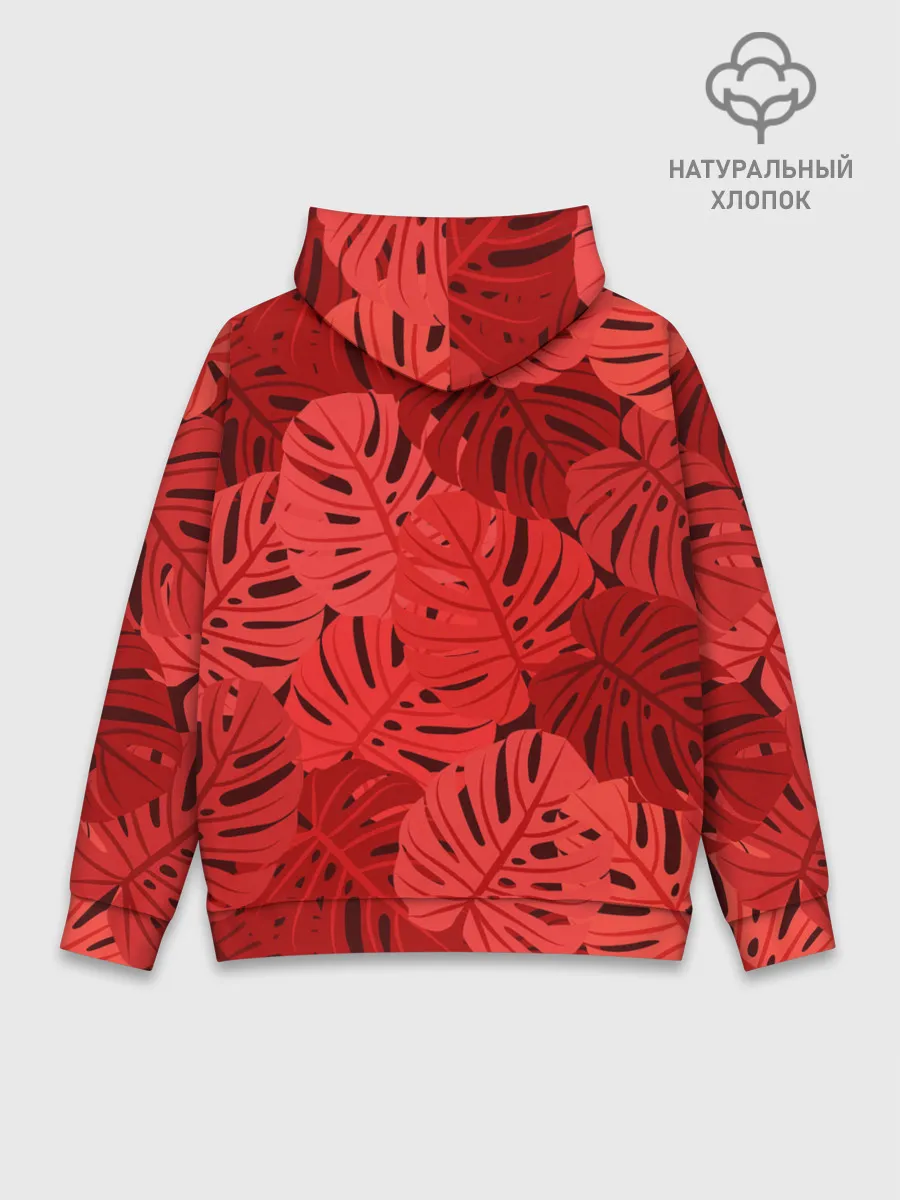 Худи мужской база хлопок / Тропические листья Монстера