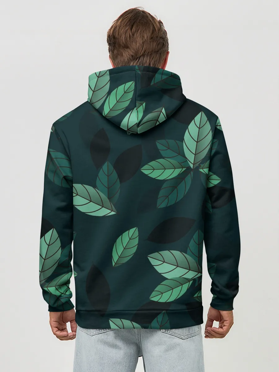 Худи мужской база хлопок / Текстура Листья