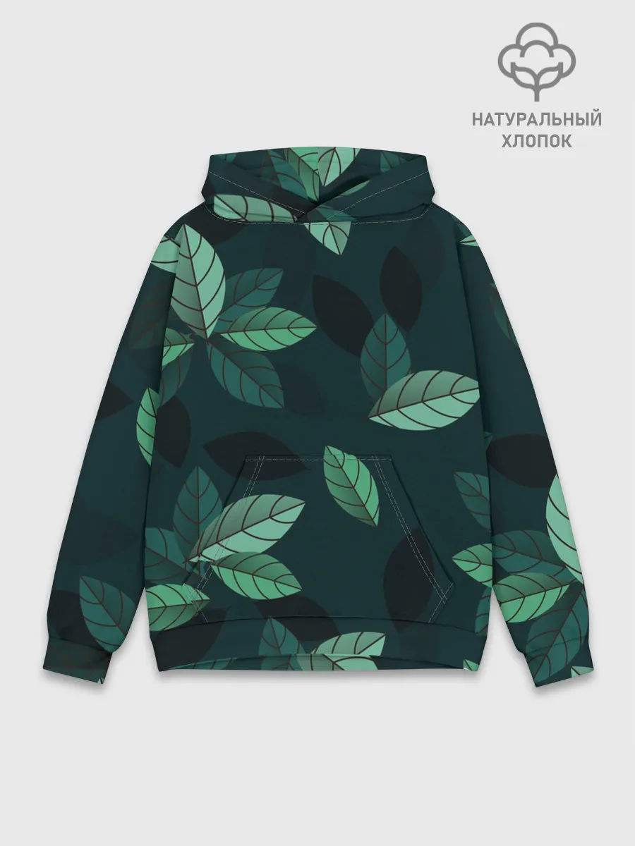 Худи мужской база хлопок / Текстура Листья