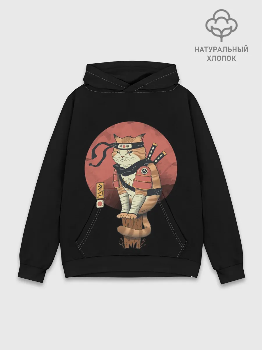 Худи мужской база хлопок / Кот Ниндзя