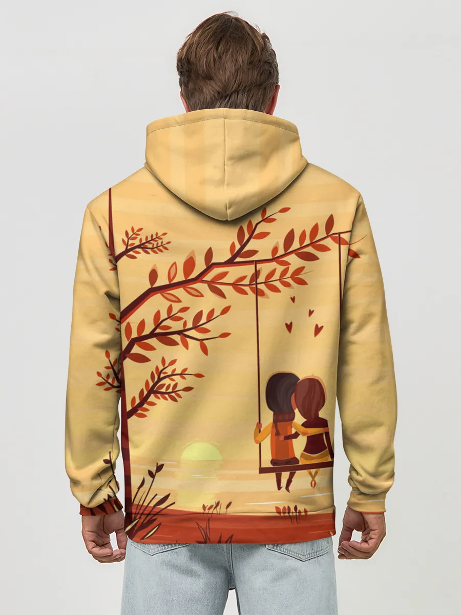 Худи мужской база хлопок / Романтика. Пара на качелях