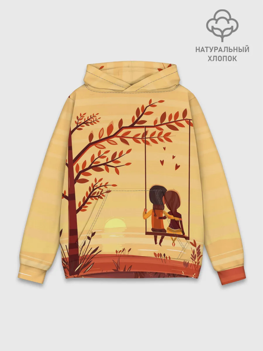 Худи мужской база хлопок / Романтика. Пара на качелях