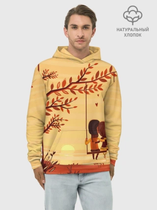 Худи мужской база хлопок / Романтика. Пара на качелях