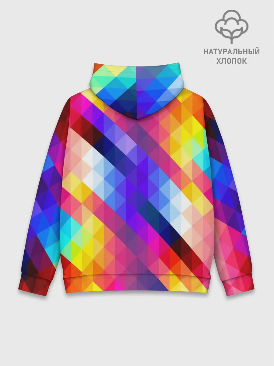 Худи мужской база хлопок / Пиксельная радуга