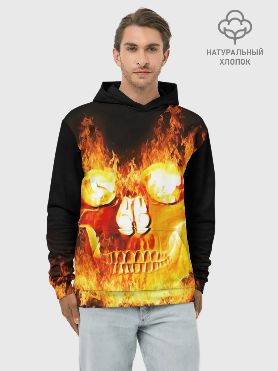Худи мужской база хлопок / Огненный череп