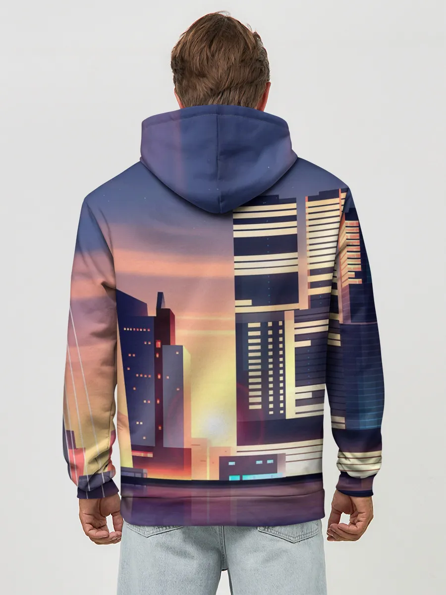 Худи мужской база хлопок / Ночной Город