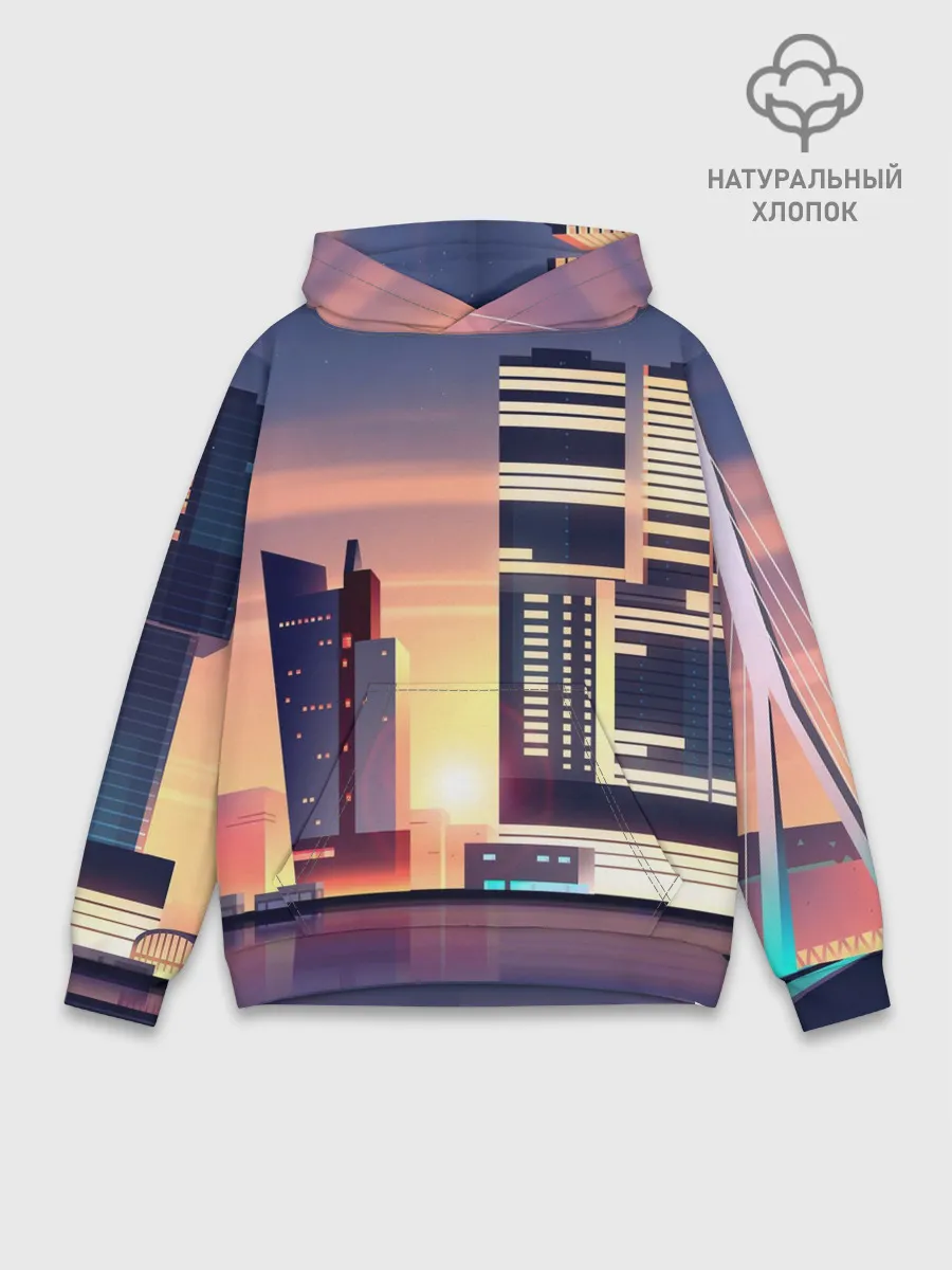 Худи мужской база хлопок / Ночной Город