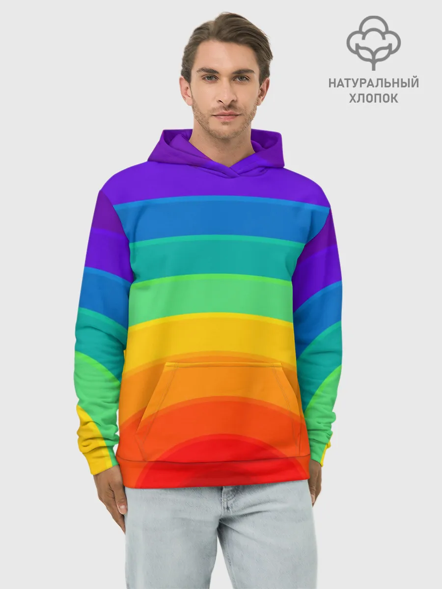 Худи мужской база хлопок / Круговая радуга