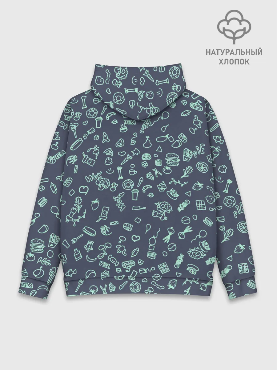 Худи мужской база хлопок / Еда Синий