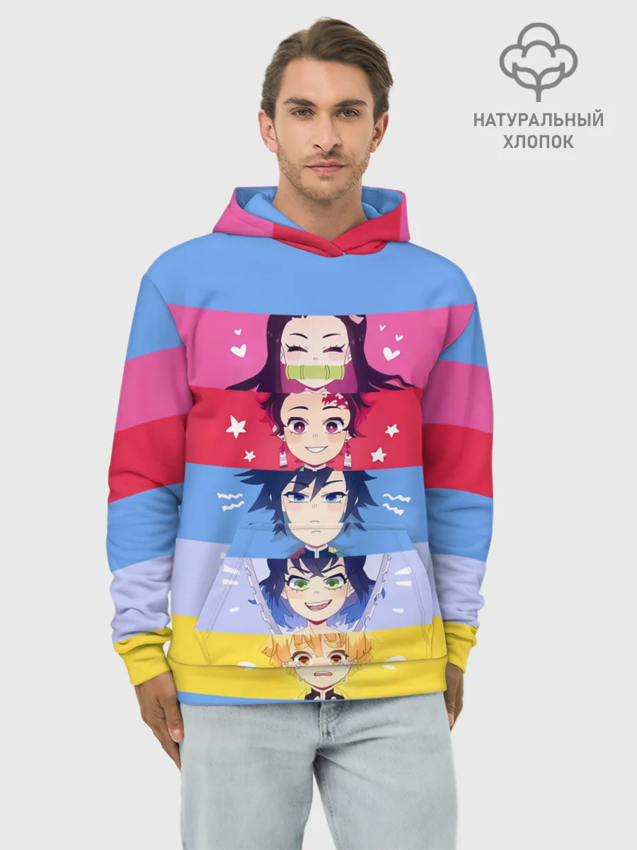 Худи мужской база хлопок / ПЕРСОНАЖИ Kimetsu no Yaiba