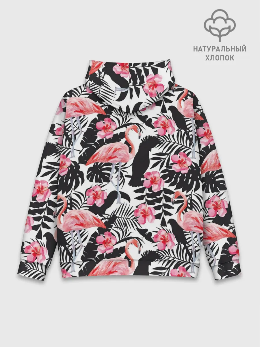 Худи мужской база хлопок / фламинго и попугаи