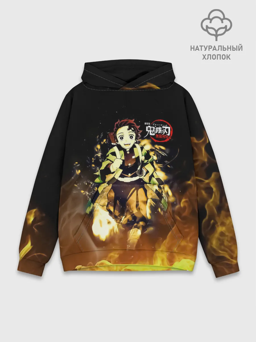 Худи мужской база хлопок / Танджиро Камадо в огне