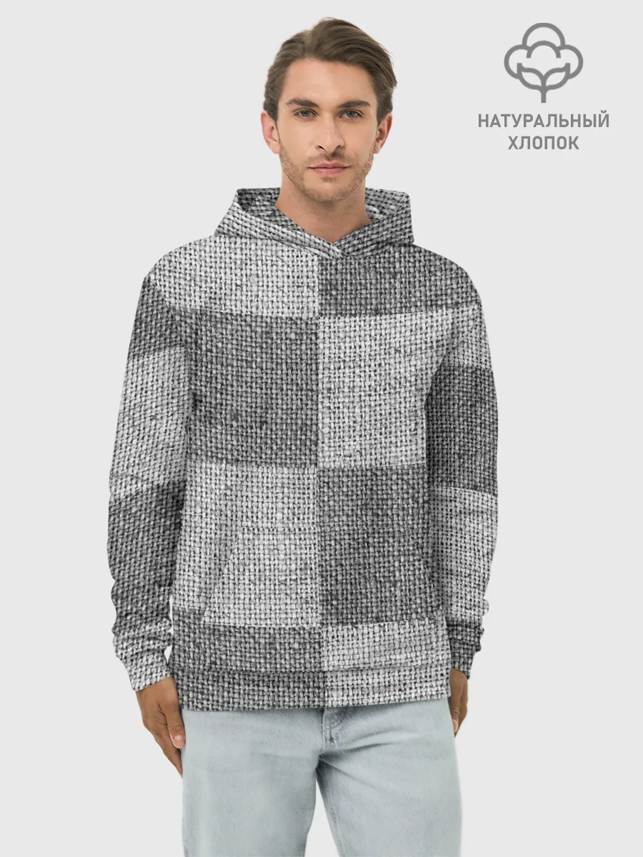 Худи мужской база хлопок / Denim Patchwork