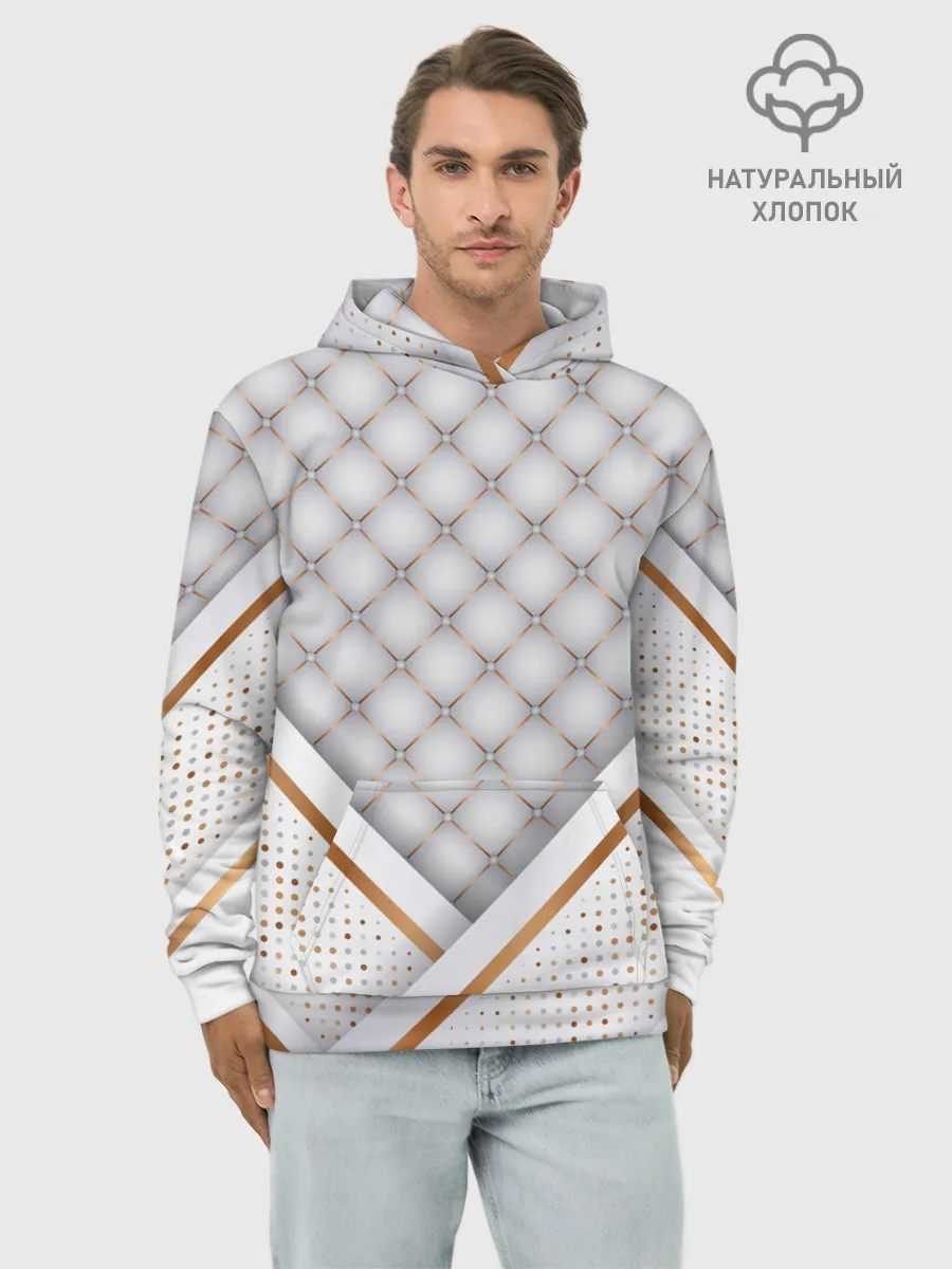 Худи мужской база хлопок / Luxury white & Gold