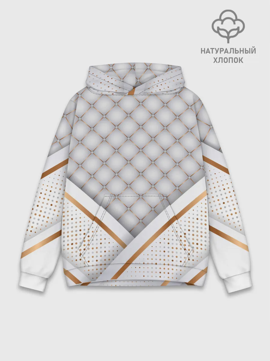 Худи мужской база хлопок / Luxury white & Gold