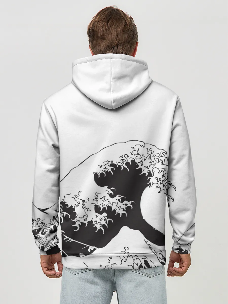 Худи мужской база хлопок / Волна Канагава Япония | Sea Wave