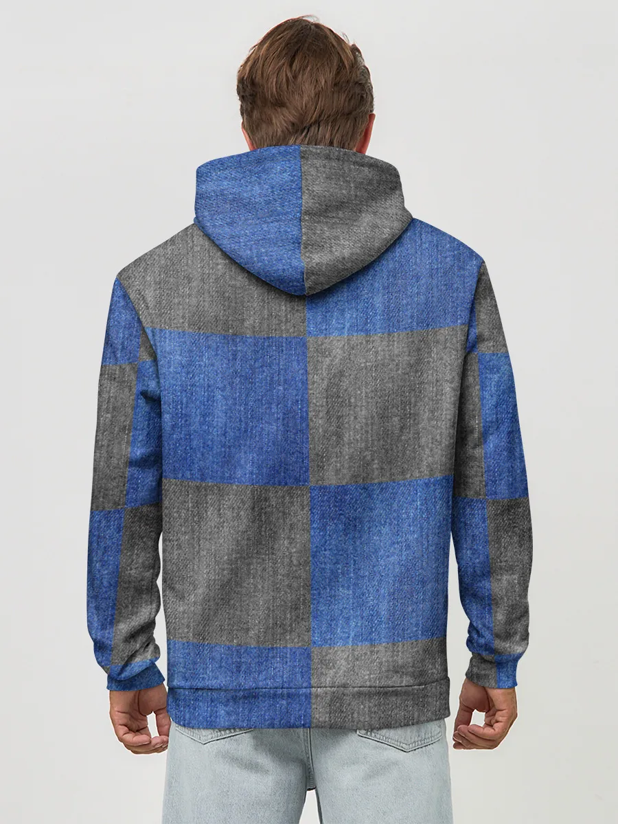 Худи мужской база хлопок / Denim Patchwork