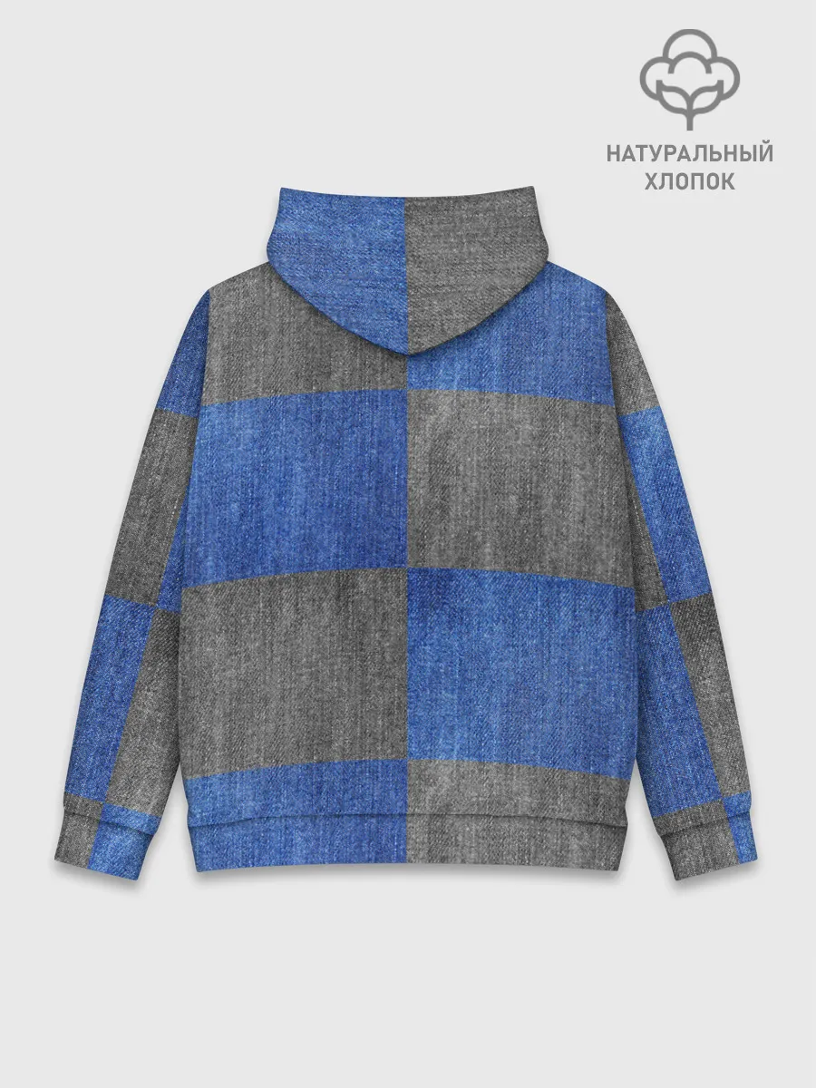 Худи мужской база хлопок / Denim Patchwork