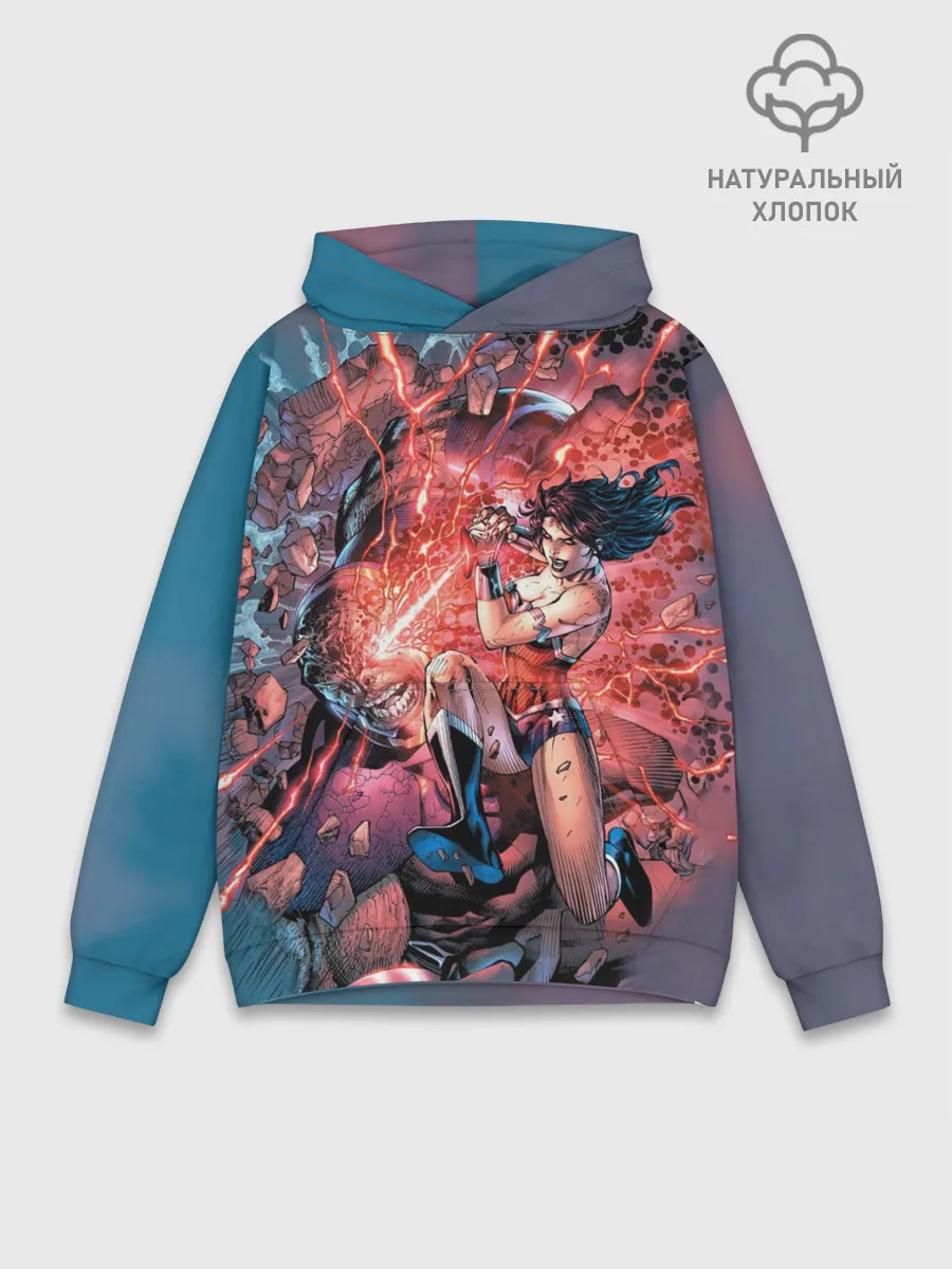Худи мужской база хлопок / Чудо-женщина VS Дарксайд