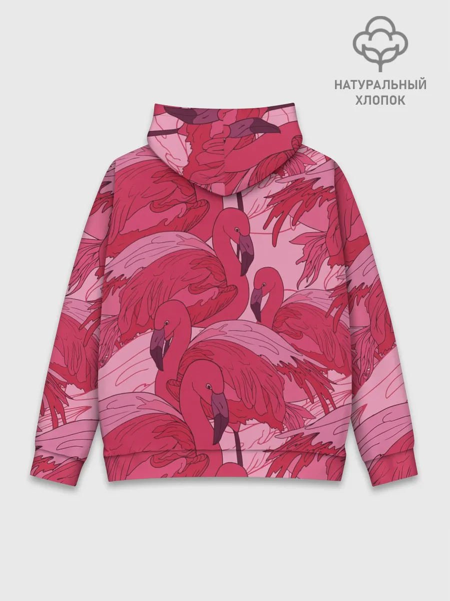 Худи мужской база хлопок / розовые фламинго