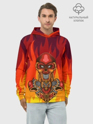 Худи мужской база хлопок / Меха скелет | Steampunk Fire