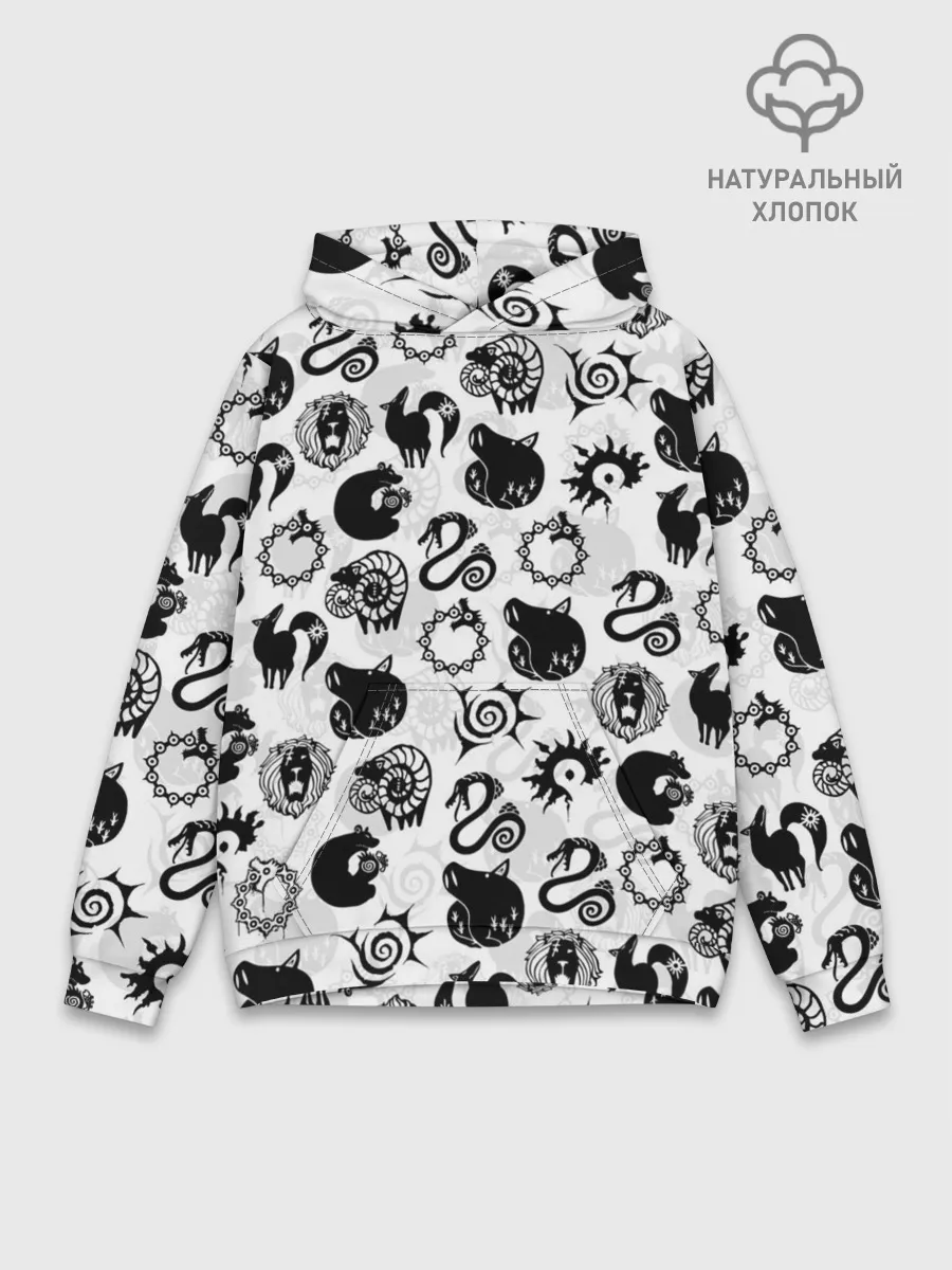 Худи мужской база хлопок / 7 СМЕРТНЫХ ГРЕХОВ СИМВОЛЫ