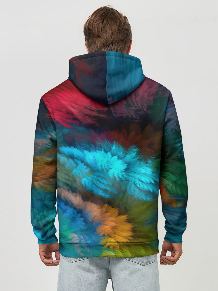 Худи мужской база хлопок / Цветной дестрой