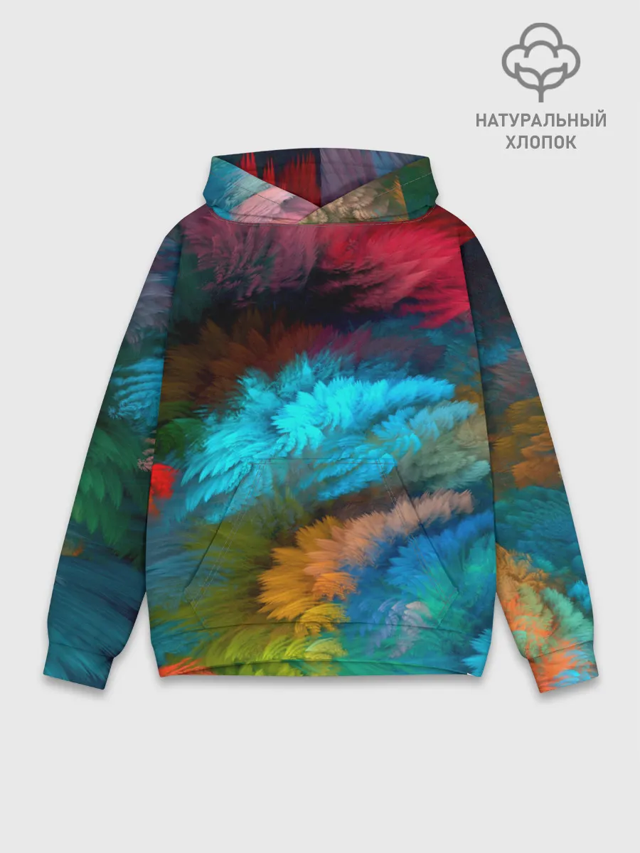 Худи мужской база хлопок / Цветной дестрой