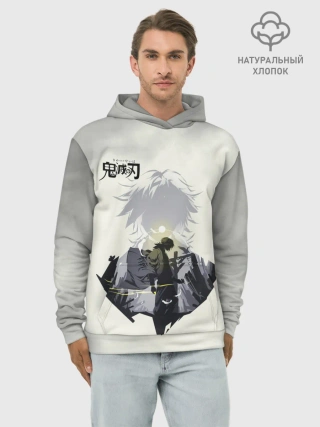 Худи мужской база хлопок / Giyuu Tomiyoka Kimetsu no Yaib