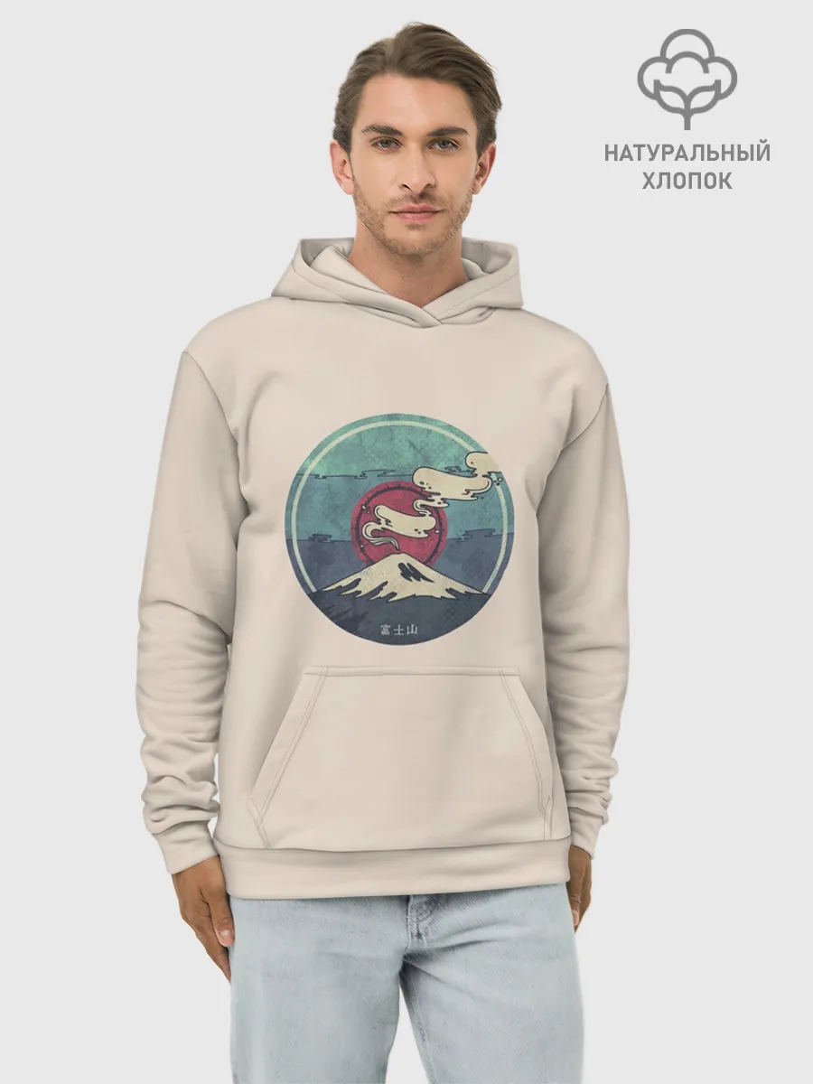Худи мужской база хлопок / Вулкан Фудзияма. Япония