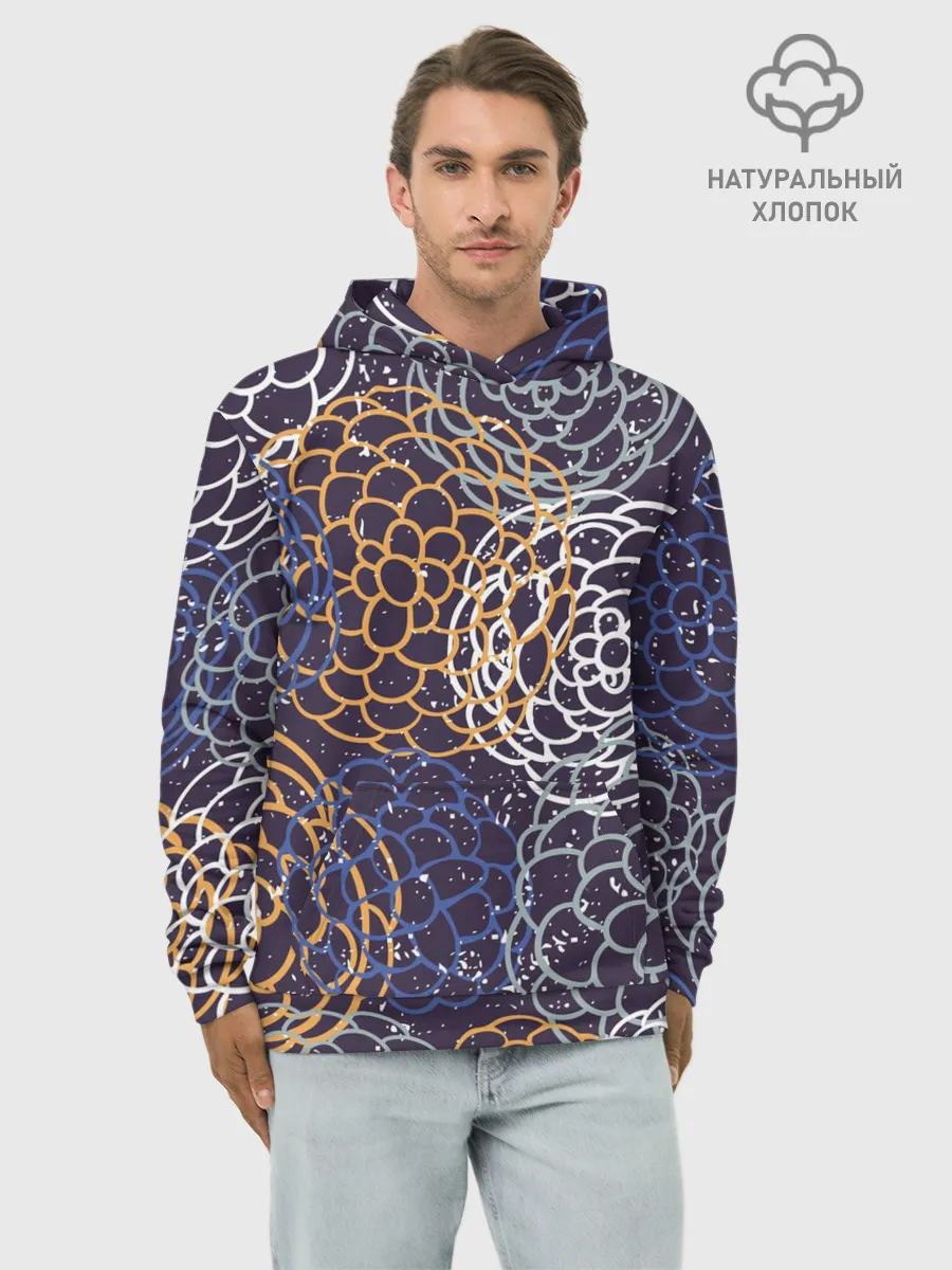 Худи мужской база хлопок / текстура японские узоры