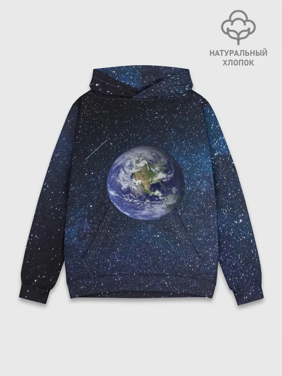 Худи мужской база хлопок / Земля в космосе
